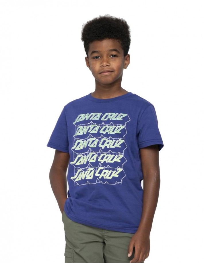 SANTA CRUZ Youth Grid Stacked - Navy Blue - Childrens T-Shirt