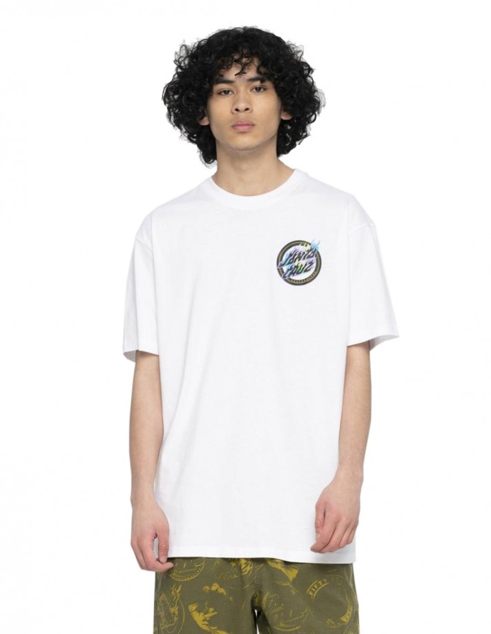 SANTA CRUZ Holo Flamed Dot - White - T-shirt