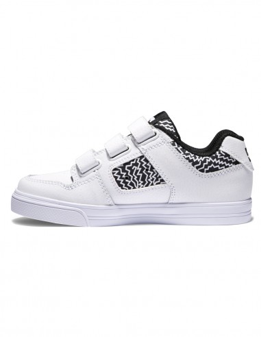 DC SHOES Pure V - Black/White Print - Kids Skate Shoes