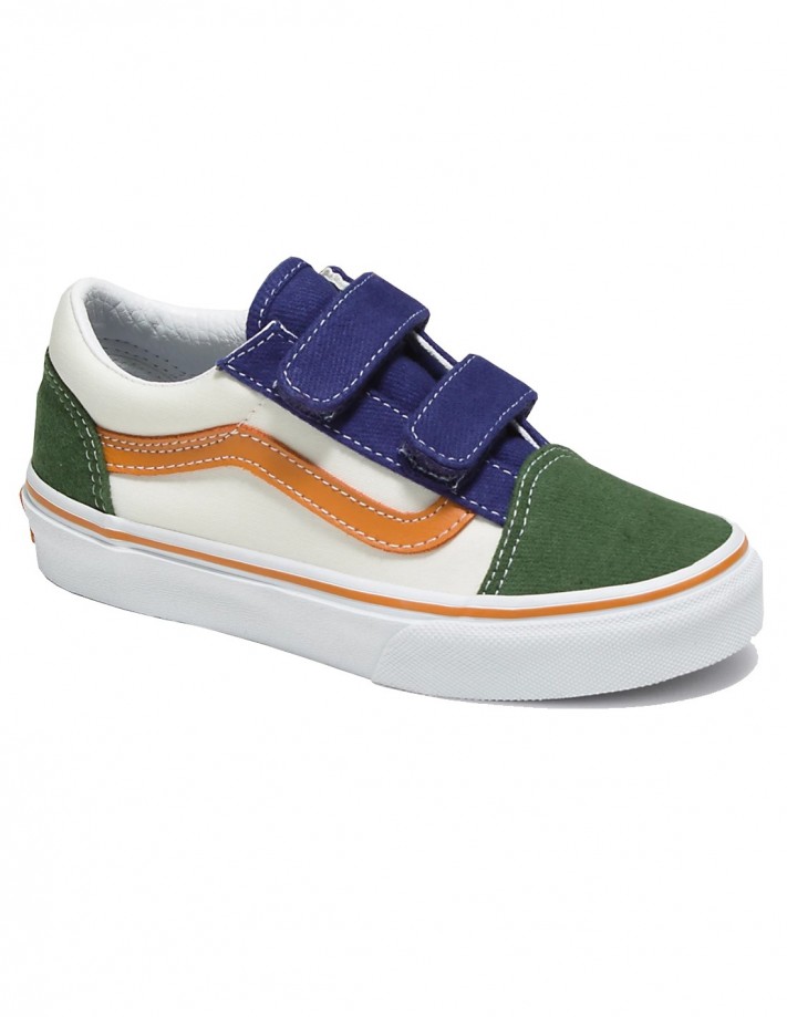 VANS Old Skool V - Twill Block Multi/True White - Children's Shoes