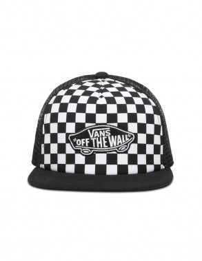 VANS Junior Classic Patch Trucker Plus - Black/White Checkerboard - Cap