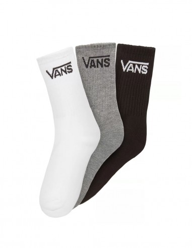 VANS Classic Crew Pack of 3 - White/Grey/Black - Children's Socks