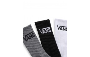 VANS Classic Crew Pack of 3 - White/Grey/Black - Kids Socks