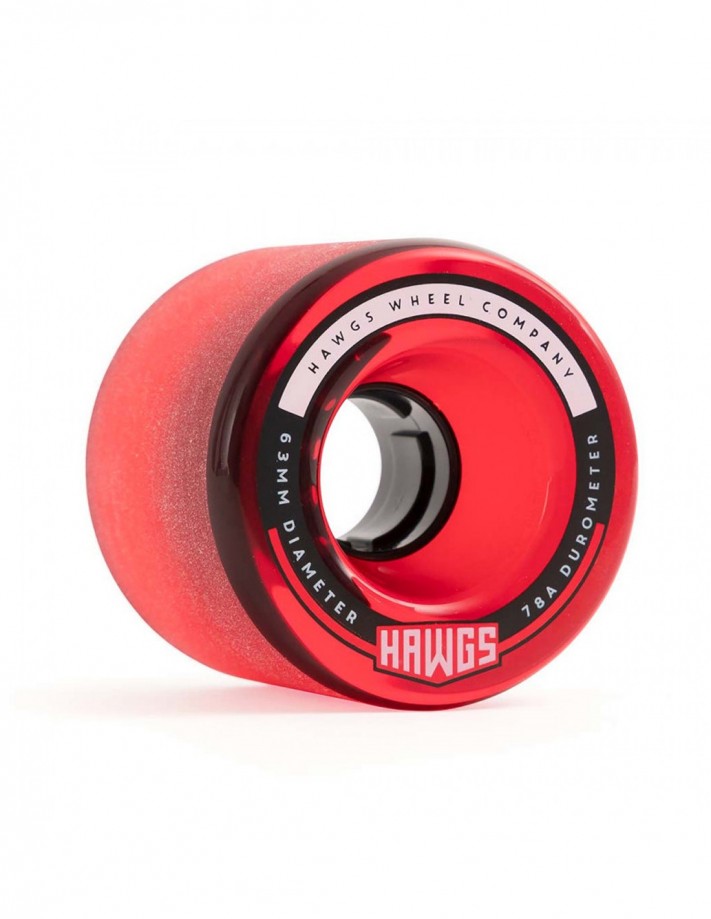 HAWGS Fatty 63mm - Clear Red - Roues de longboard