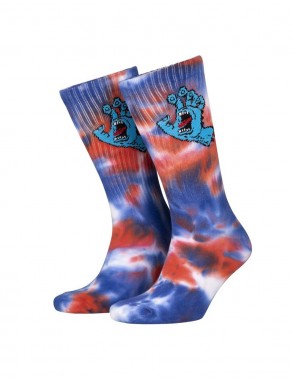 SANTA CRUZ Screaming Hand Tie Dye - White/Cobalt/Astro Dust - Socken