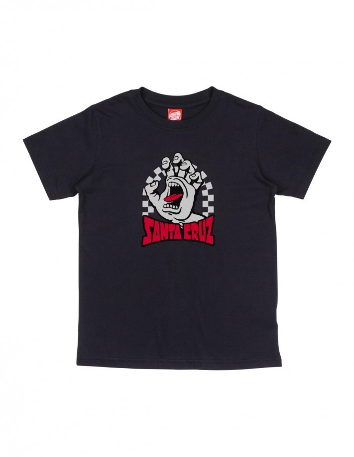 SANTA CRUZ Youth Check Gateway Hand Front - Black - Kinder T-Shirt