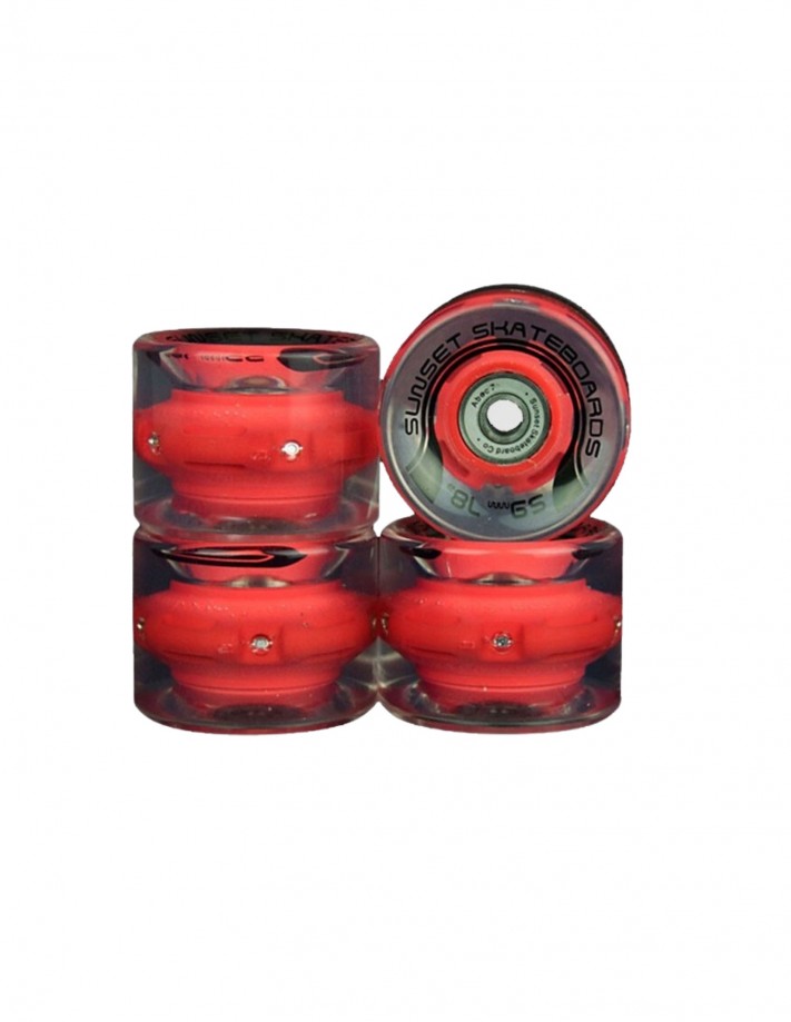 SUNSET Flare Led wheels 59mm - Red - Longboard wheels