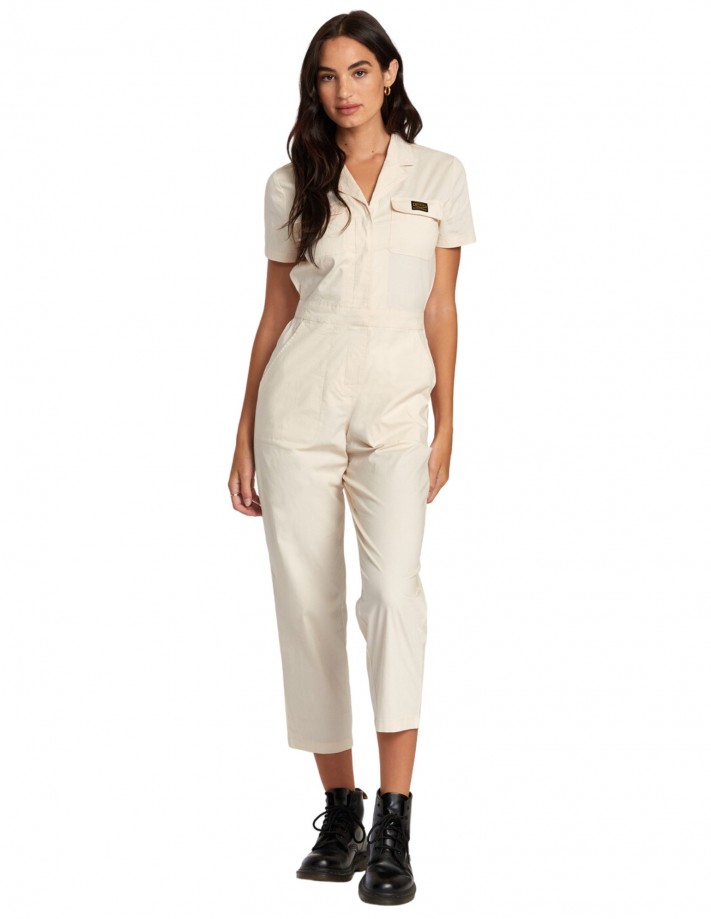 RVCA Recession Jumpsuit - Latte - Combinaison