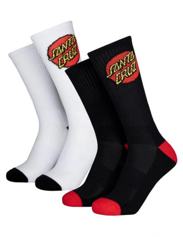 SANTA CRUZ Classic Dot - White/Black - Pack de 2 - Chaussettes Enfant