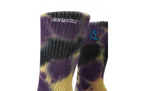 SANTA CRUZ Screaming Mini Hand - Purple/Yellow/Black Tie Dye - Chaussettes