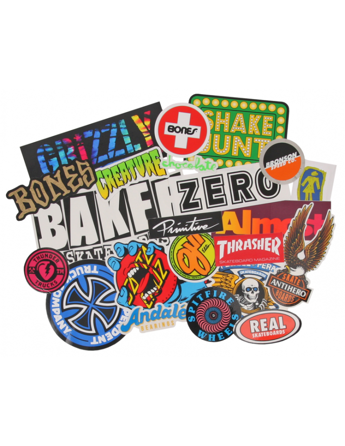 Packs mit 25 Stickern skateboard