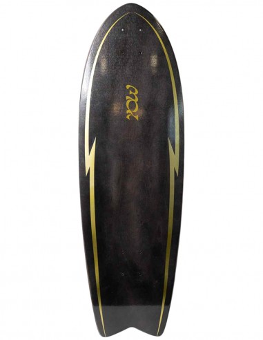 YOW Pipe Black 32 inch surfskate deck - black and gold underside view
