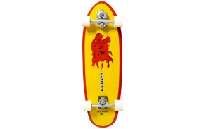 Lato inferiore scontornato dello YOW Red Tiger completo con truck Meraki e ruote Ura