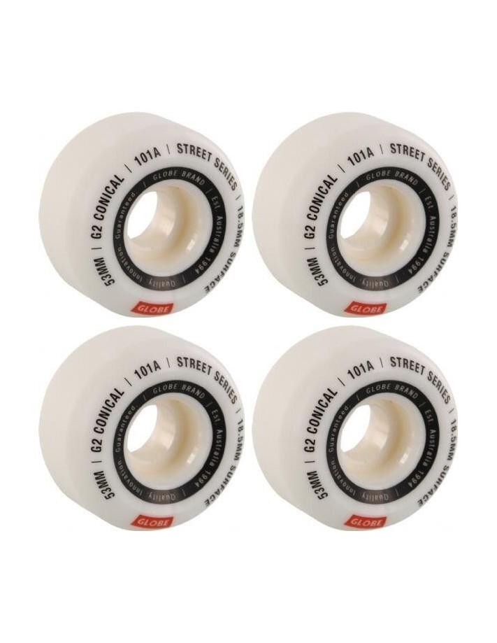 GLOBE G2 Conical White 53mm 101a - Skateboard Wheels