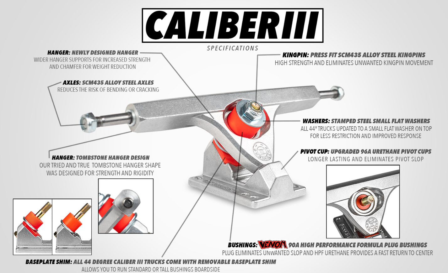 Longboard truck Caliber III details